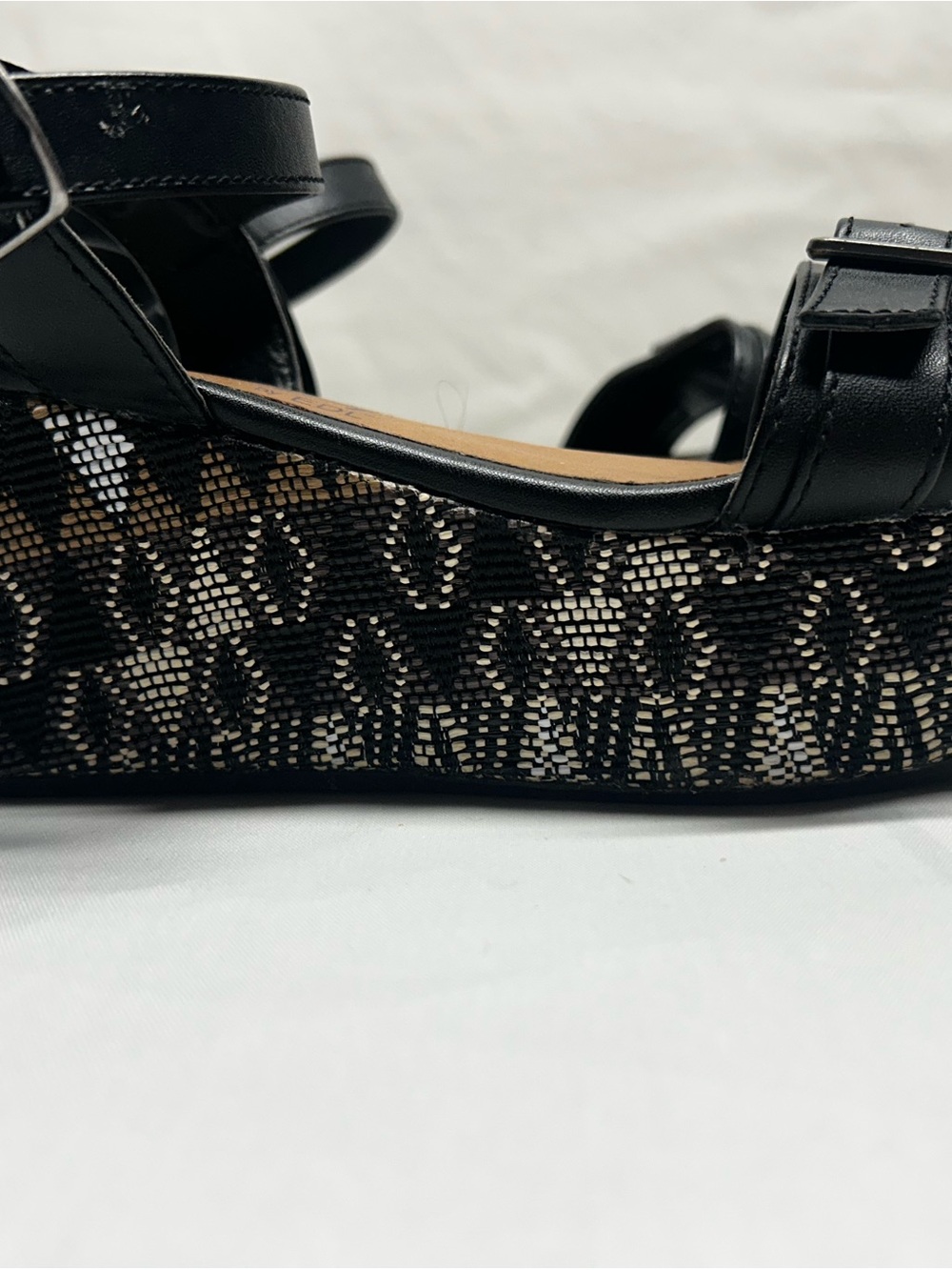 Black Lace-Pattern Wedge Sandals - Women's Adjustable Strappy Heels
